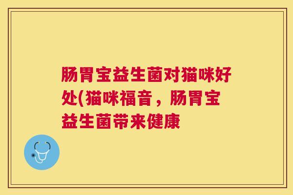 肠胃宝益生菌对猫咪好处(猫咪福音，肠胃宝益生菌带来健康