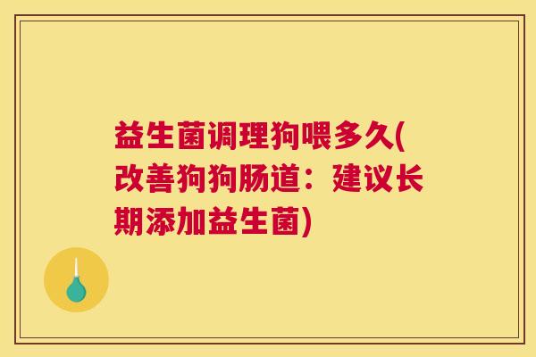 益生菌调理狗喂多久(改善狗狗肠道：建议长期添加益生菌)