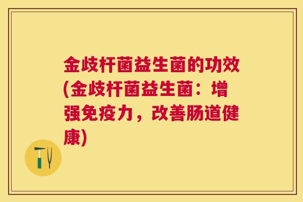 金歧杆菌益生菌的功效(金歧杆菌益生菌：增强免疫力，改善肠道健康)
