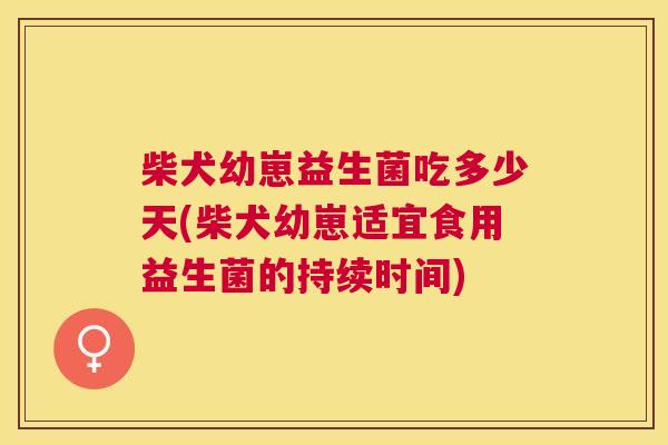 柴犬幼崽益生菌吃多少天(柴犬幼崽适宜食用益生菌的持续时间)