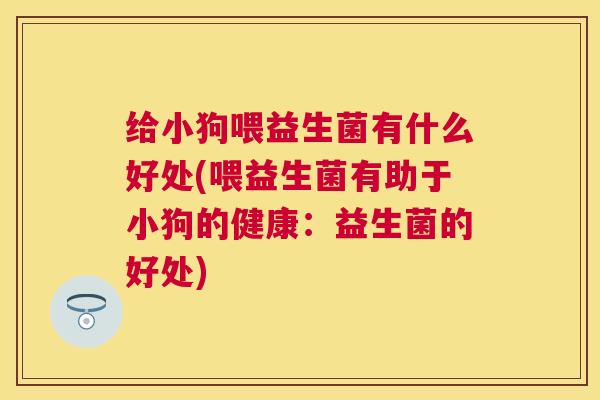 给小狗喂益生菌有什么好处(喂益生菌有助于小狗的健康：益生菌的好处)