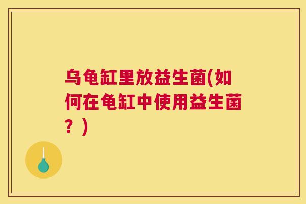 乌龟缸里放益生菌(如何在龟缸中使用益生菌？)