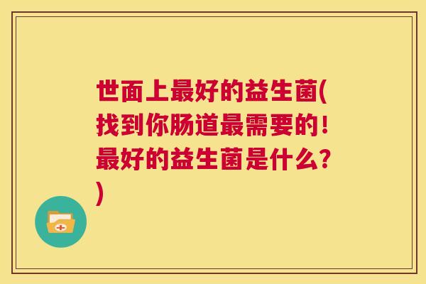 世面上最好的益生菌(找到你肠道最需要的！最好的益生菌是什么？)