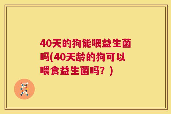 40天的狗能喂益生菌吗(40天龄的狗可以喂食益生菌吗？)