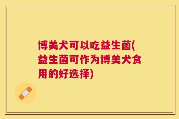 博美犬可以吃益生菌(益生菌可作为博美犬食用的好选择)