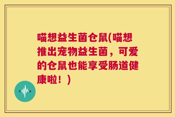 喵想益生菌仓鼠(喵想推出宠物益生菌，可爱的仓鼠也能享受肠道健康啦！)