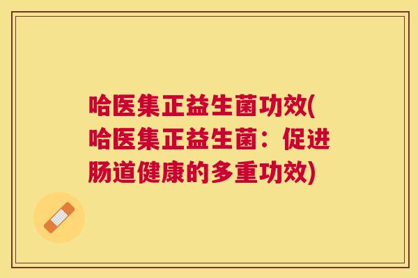 哈医集正益生菌功效(哈医集正益生菌：促进肠道健康的多重功效)