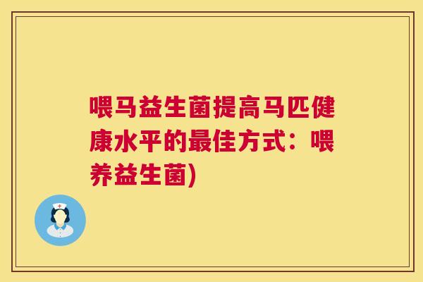 喂马益生菌提高马匹健康水平的最佳方式：喂养益生菌)
