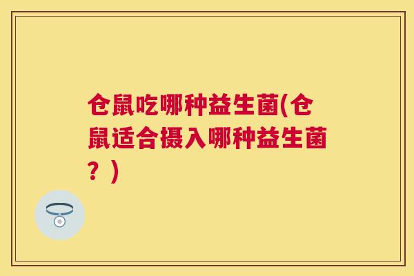 仓鼠吃哪种益生菌(仓鼠适合摄入哪种益生菌？)