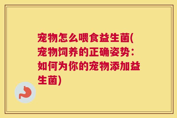 宠物怎么喂食益生菌(宠物饲养的正确姿势：如何为你的宠物添加益生菌)