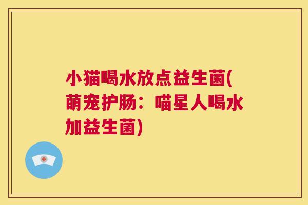 小猫喝水放点益生菌(萌宠护肠：喵星人喝水加益生菌)