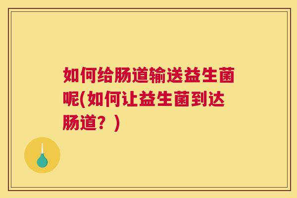 如何给肠道输送益生菌呢(如何让益生菌到达肠道？)
