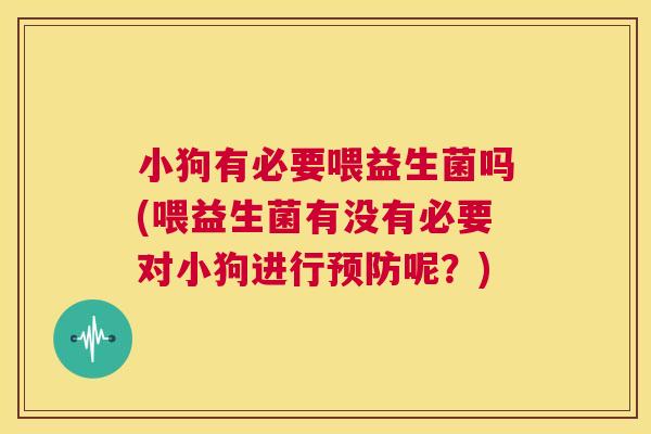 小狗有必要喂益生菌吗(喂益生菌有没有必要对小狗进行预防呢？)