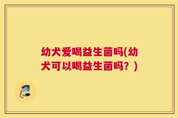 幼犬爱喝益生菌吗(幼犬可以喝益生菌吗？)