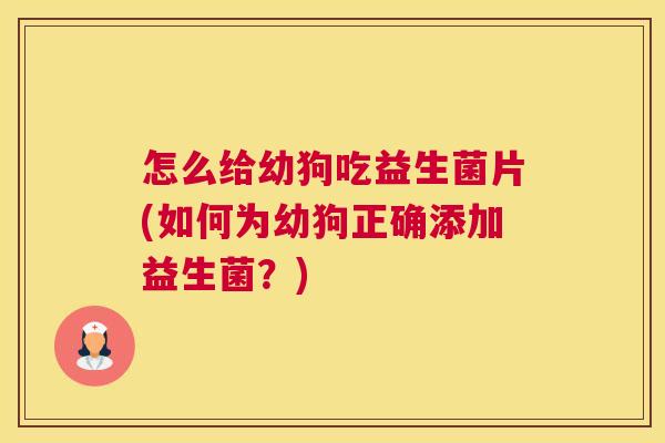 怎么给幼狗吃益生菌片(如何为幼狗正确添加益生菌？)
