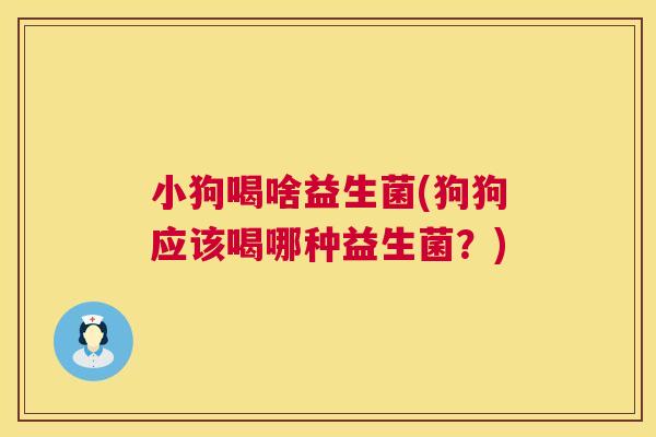 小狗喝啥益生菌(狗狗应该喝哪种益生菌？)