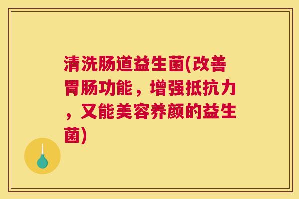 清洗肠道益生菌(改善胃肠功能，增强抵抗力，又能美容养颜的益生菌)
