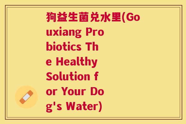 狗益生菌兑水里(Gouxiang Probiotics The Healthy Solution for Your Dog's Water)