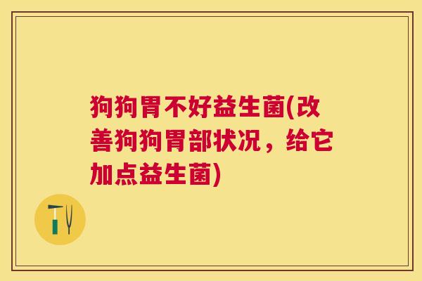 狗狗胃不好益生菌(改善狗狗胃部状况，给它加点益生菌)