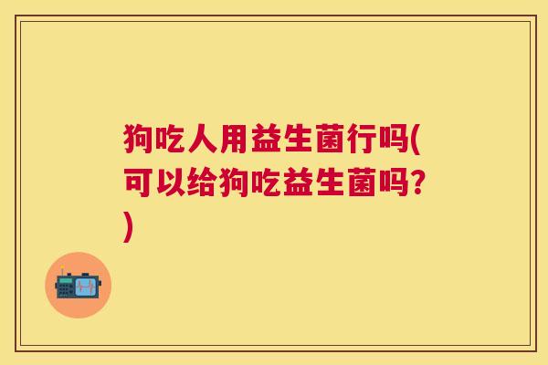 狗吃人用益生菌行吗(可以给狗吃益生菌吗？)