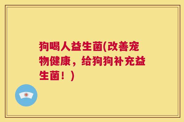 狗喝人益生菌(改善宠物健康，给狗狗补充益生菌！)