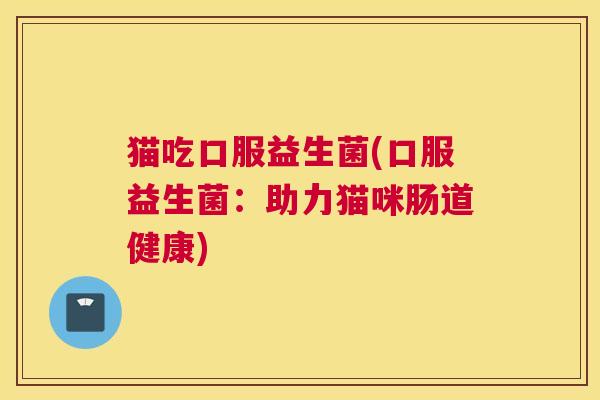 猫吃口服益生菌(口服益生菌：助力猫咪肠道健康)