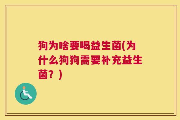 狗为啥要喝益生菌(为什么狗狗需要补充益生菌？)