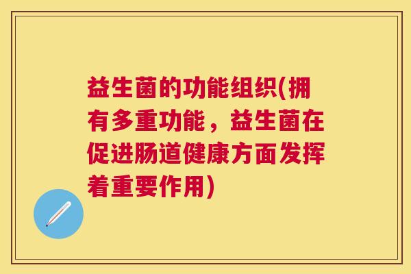 益生菌的功能组织(拥有多重功能，益生菌在促进肠道健康方面发挥着重要作用)