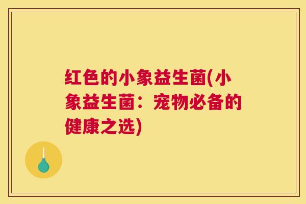 红色的小象益生菌(小象益生菌：宠物必备的健康之选)