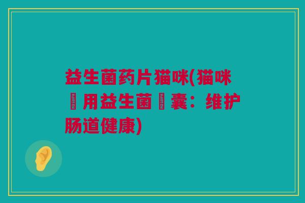 益生菌药片猫咪(猫咪專用益生菌膠囊：维护肠道健康)