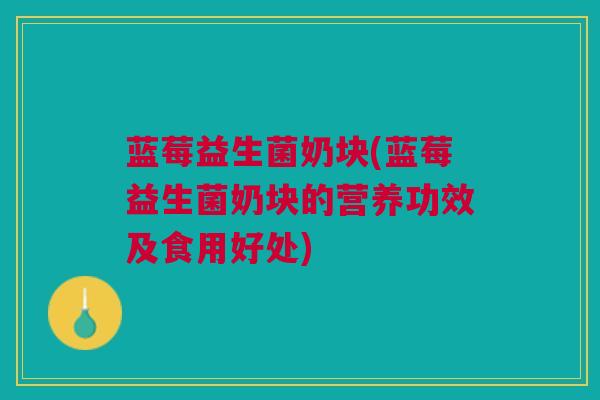蓝莓益生菌奶块(蓝莓益生菌奶块的营养功效及食用好处)