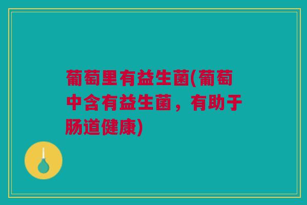 葡萄里有益生菌(葡萄中含有益生菌，有助于肠道健康)