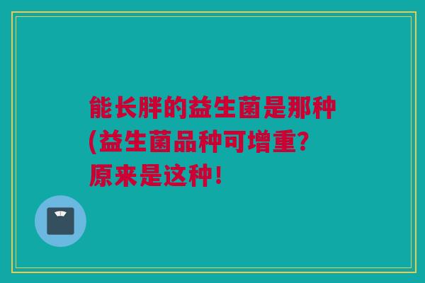 能长胖的益生菌是那种(益生菌品种可增重？原来是这种！