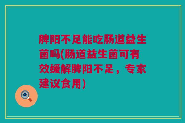 脾阳不足能吃肠道益生菌吗(肠道益生菌可有效缓解脾阳不足，专家建议食用)