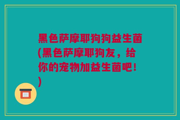 黑色萨摩耶狗狗益生菌(黑色萨摩耶狗友，给你的宠物加益生菌吧！)