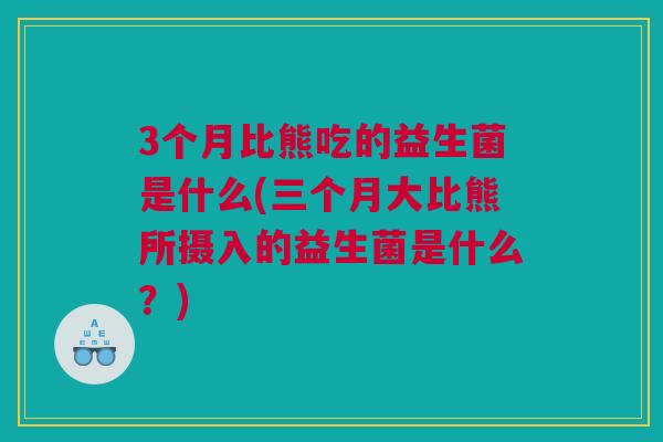 3个月比熊吃的益生菌是什么(三个月大比熊所摄入的益生菌是什么？)
