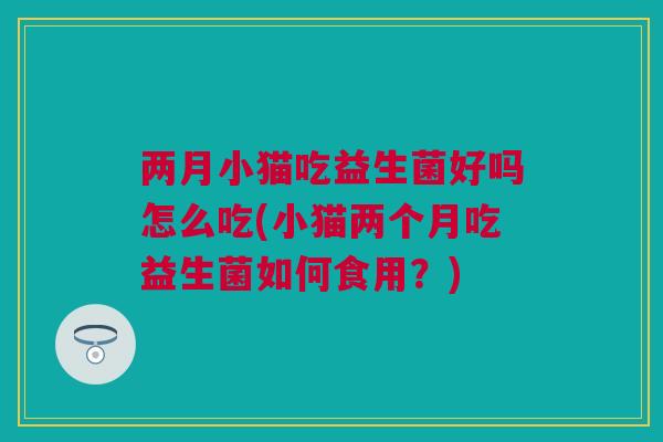 两月小猫吃益生菌好吗怎么吃(小猫两个月吃益生菌如何食用？)