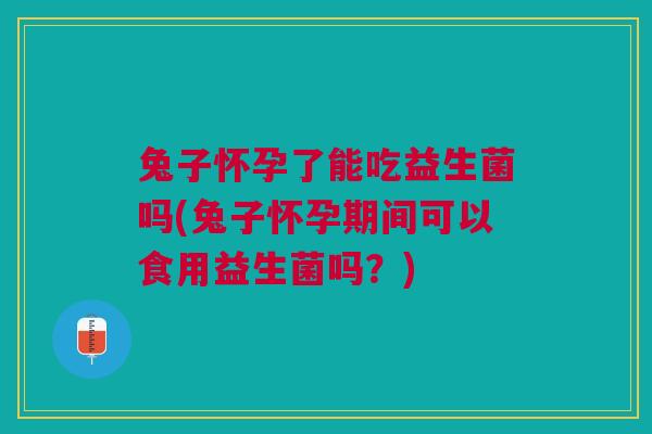 兔子怀孕了能吃益生菌吗(兔子怀孕期间可以食用益生菌吗？)