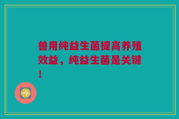 兽用纯益生菌提高养殖效益，纯益生菌是关键！