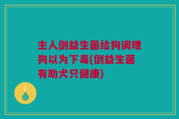主人倒益生菌给狗调理狗以为下毒(倒益生菌有助犬只健康)