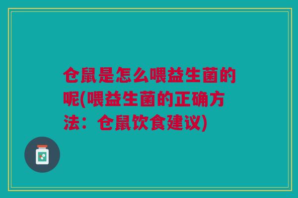 仓鼠是怎么喂益生菌的呢(喂益生菌的正确方法：仓鼠饮食建议)