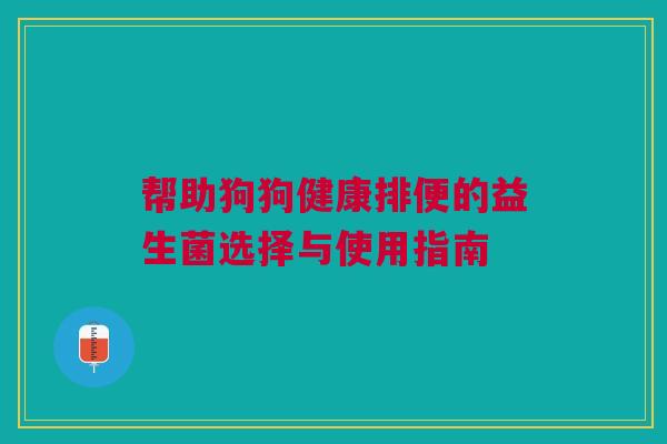帮助狗狗健康排便的益生菌选择与使用指南