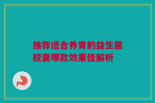 推荐适合养胃的益生菌胶囊哪款效果佳解析