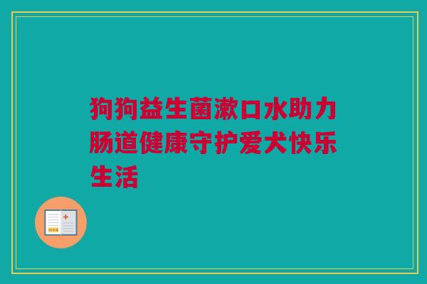 狗狗益生菌漱口水助力肠道健康守护爱犬快乐生活