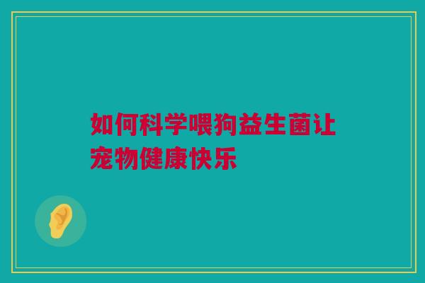 如何科学喂狗益生菌让宠物健康快乐