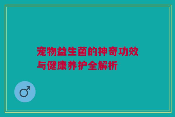 宠物益生菌的神奇功效与健康养护全解析