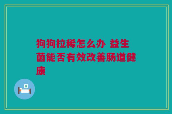 狗狗拉稀怎么办 益生菌能否有效改善肠道健康