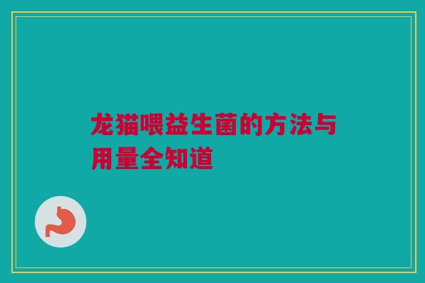 龙猫喂益生菌的方法与用量全知道