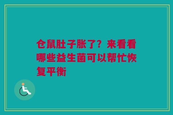 仓鼠肚子胀了?来看看哪些益生菌可以帮忙恢复平衡 仓鼠肚子胀了?来看看哪些益生菌可以帮忙恢复平衡