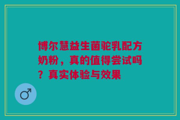 博尔慧益生菌驼乳配方奶粉，真的值得尝试吗？真实体验与效果